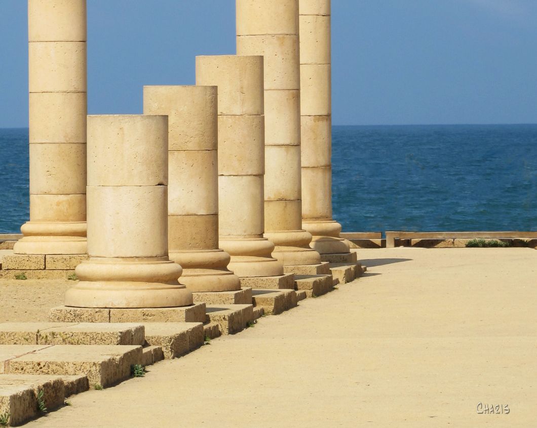 Caesarea Maritimes columns Meditteranean  crop ch IMG_7373